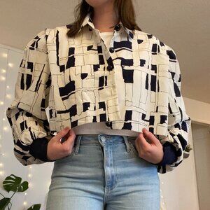 80s color blocked cropped jacket